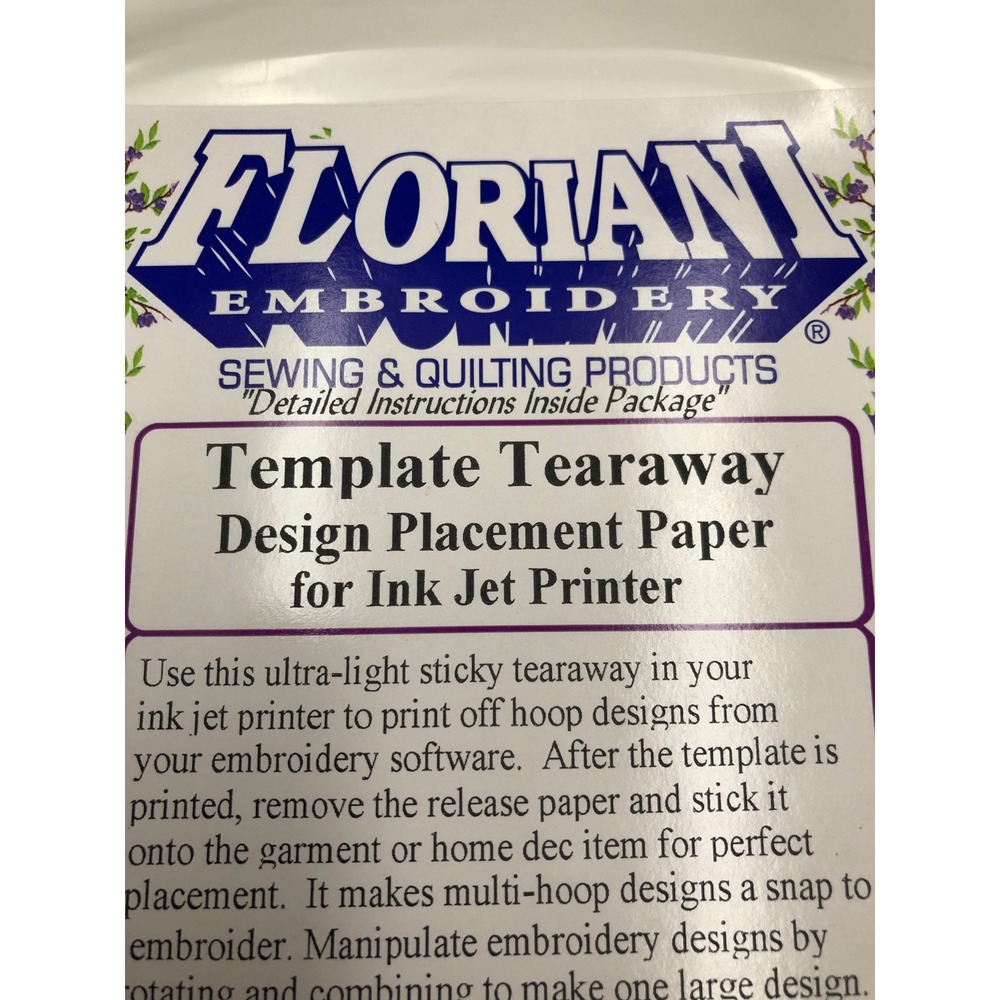 Floriani Template Tearaway Design Placement Paper 25 Sheets 8.5x11 2699 NEW